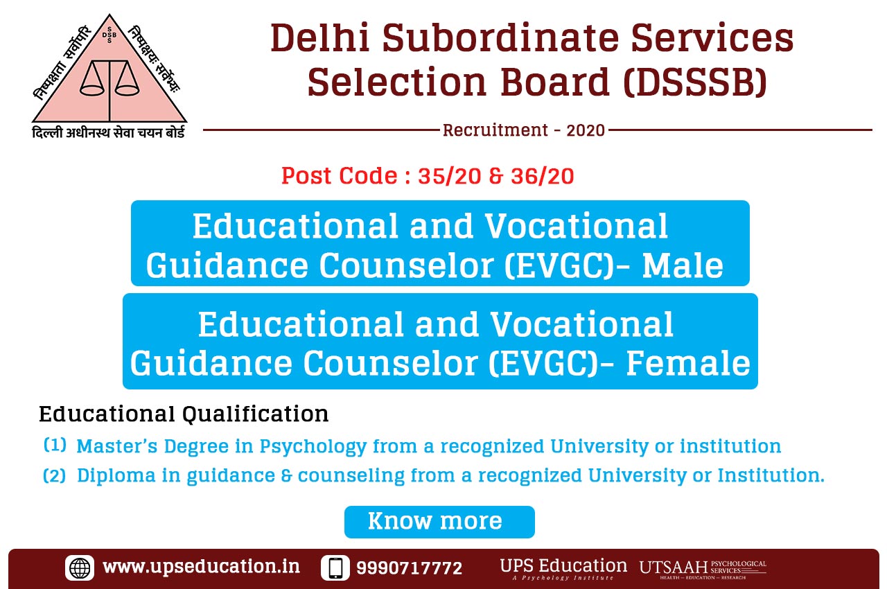 Dsssb Psychology counselor vacancy