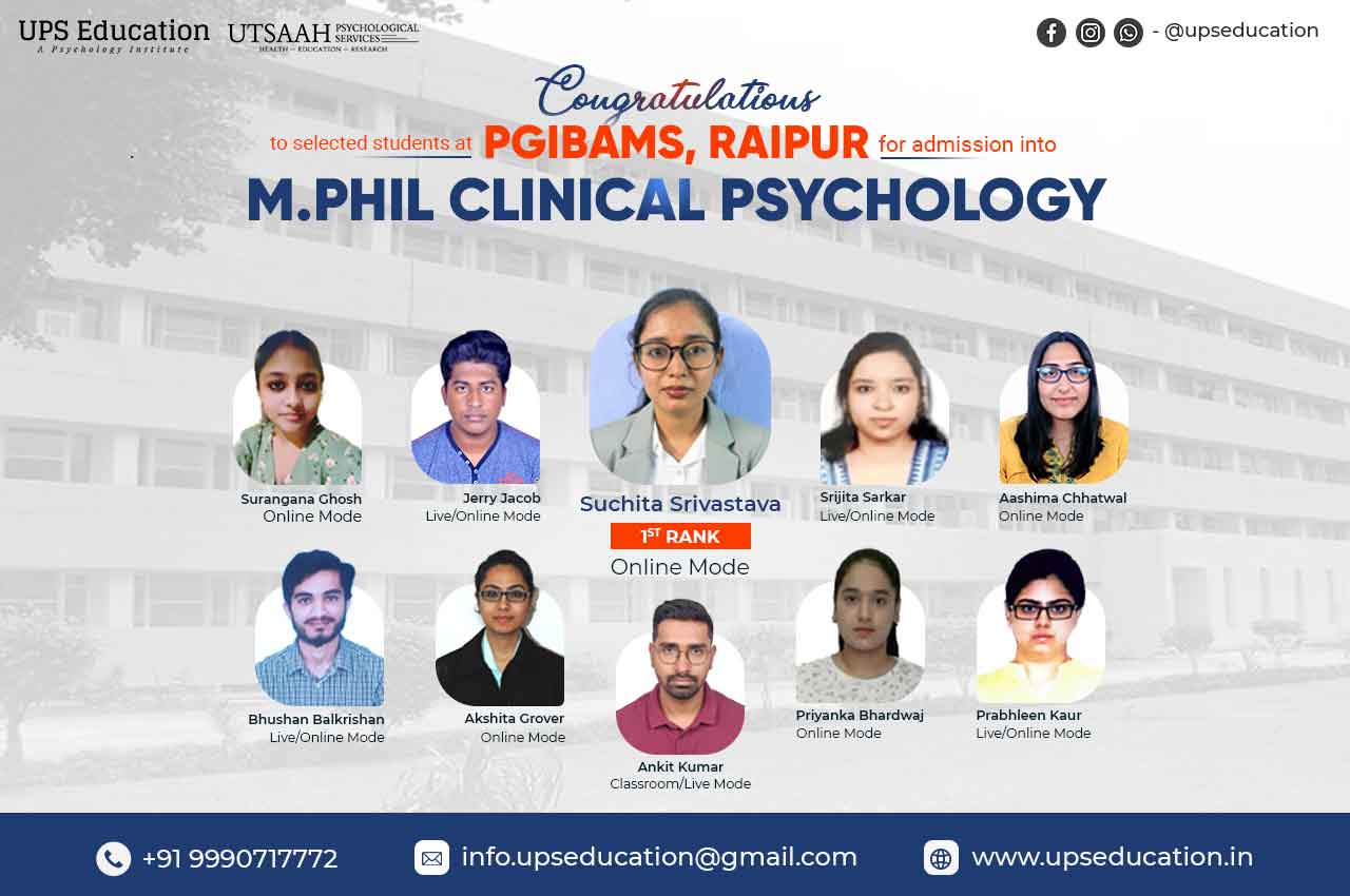 PGIBAMS Raipur M. Phil in Clinical Psychology Final Results out